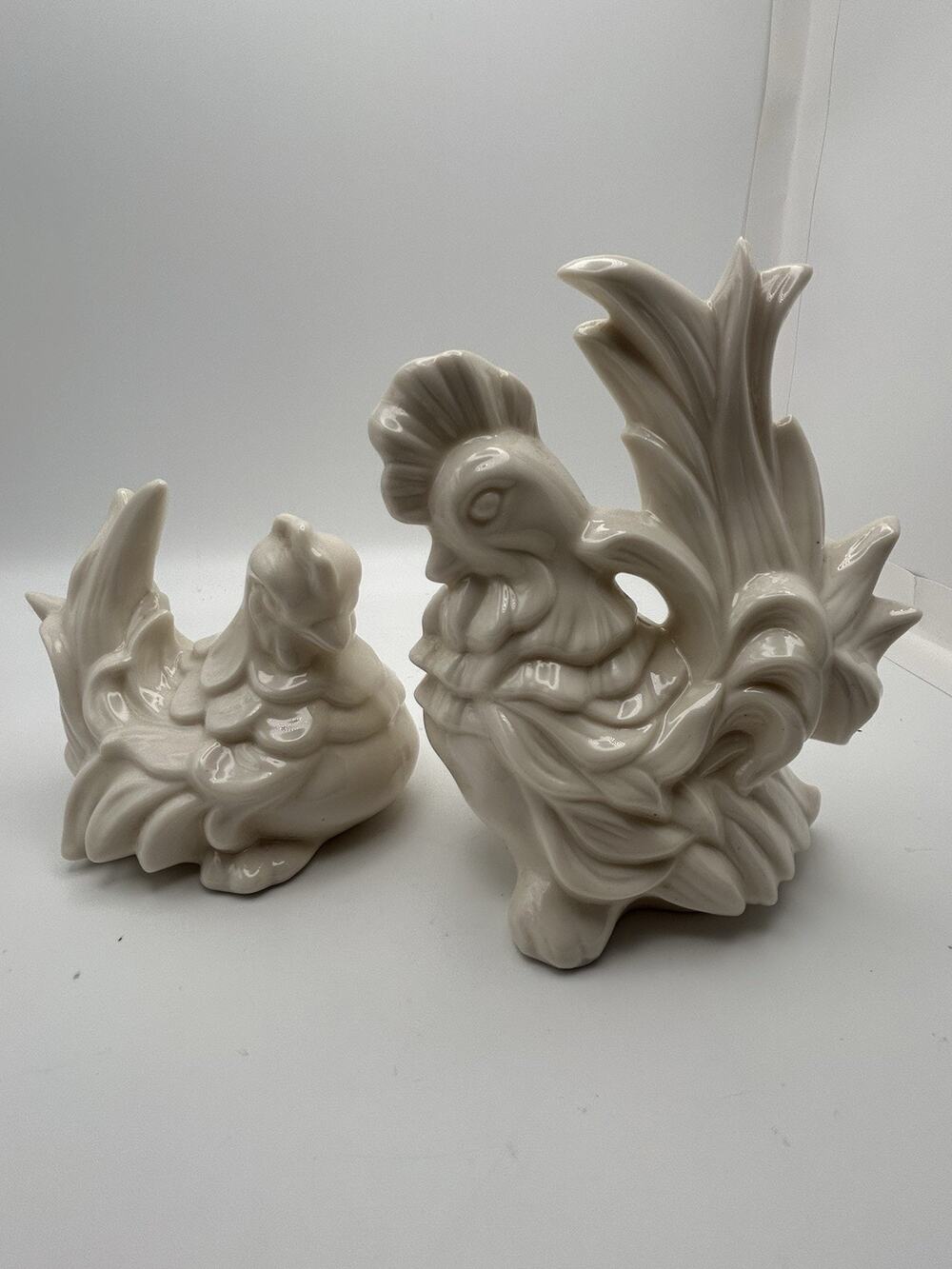 White Hen And Rooster. Vintage